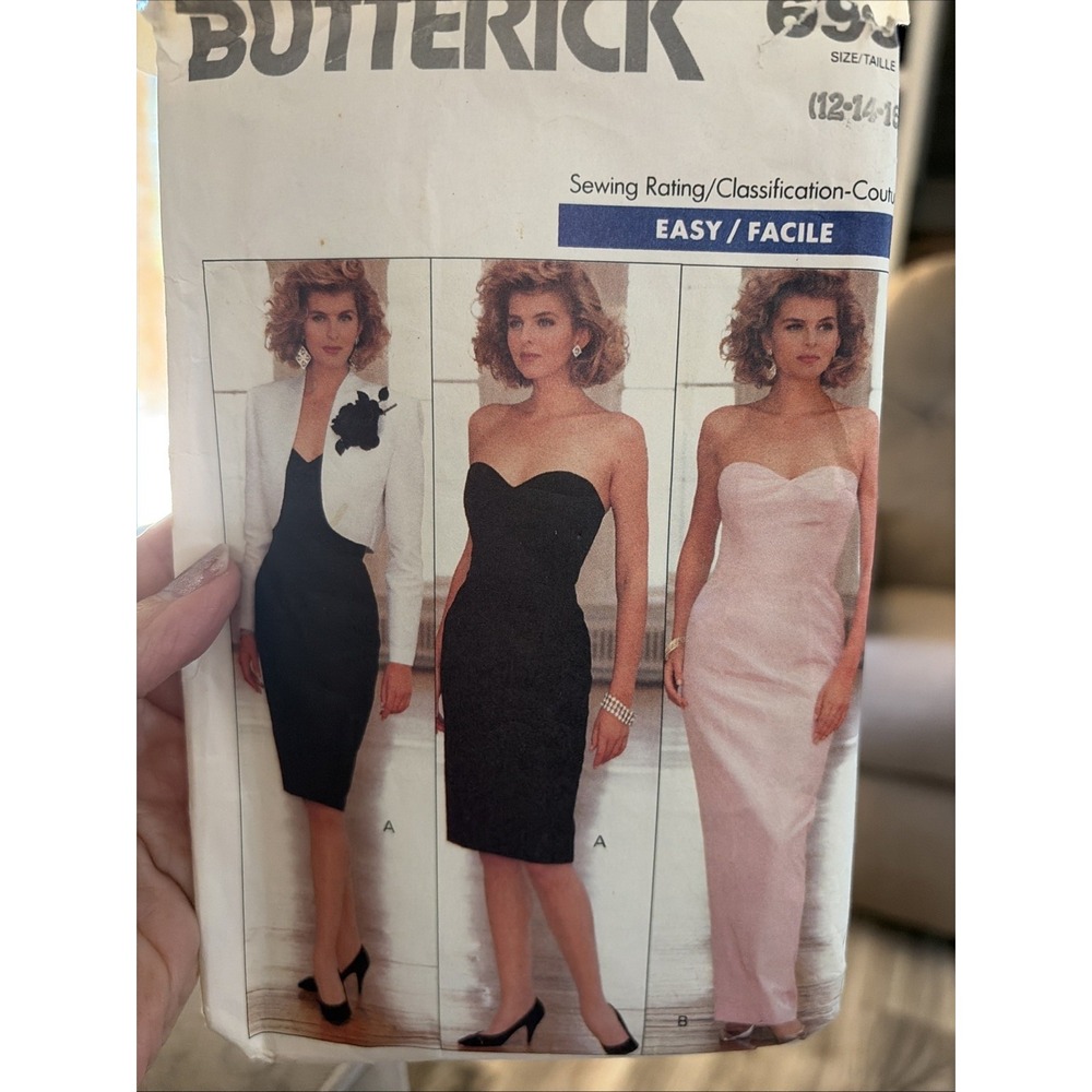 Butterick 6991 Sewing Pattern Womens 12-16 Cocktail Dress Bolero Jacket Uncut